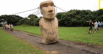 Одна из теорий, каким образом статуи на острове Пасха попали на свои места