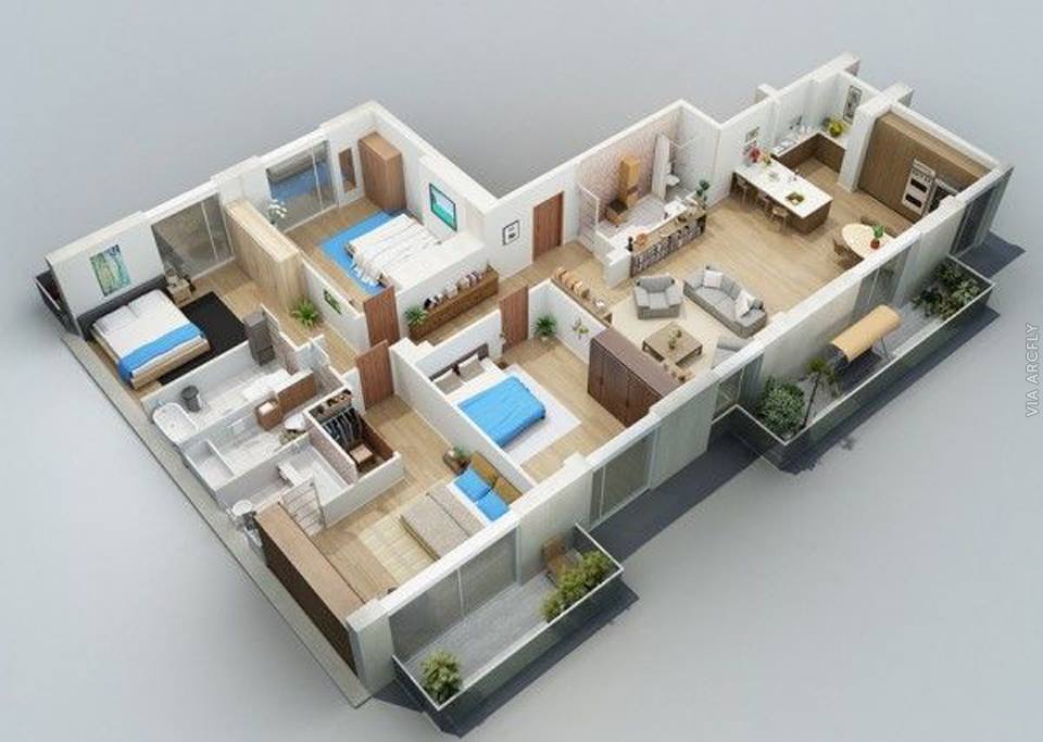 Примеры 3d планов квартир и домов