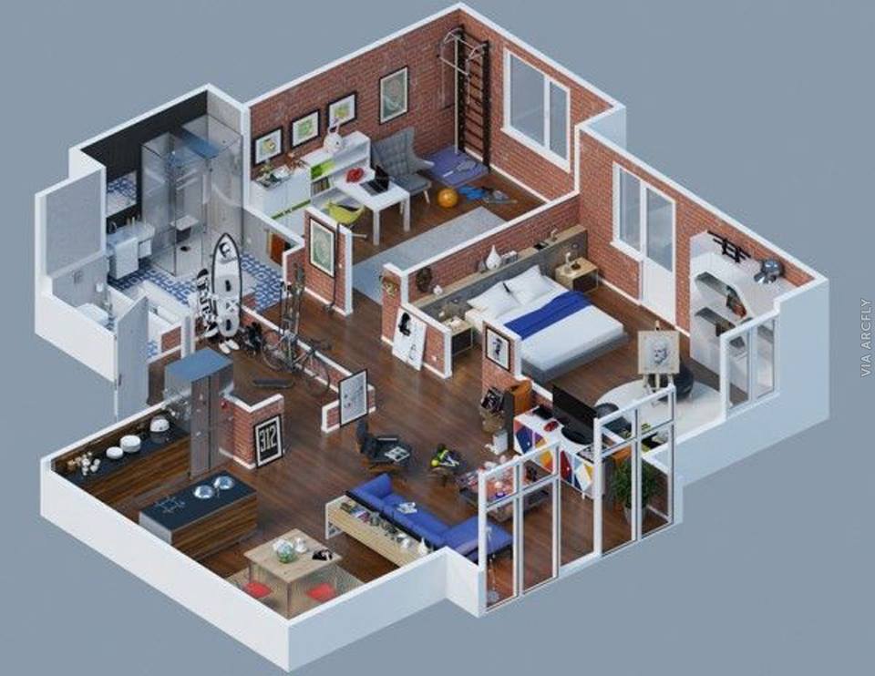 Примеры 3d планов квартир и домов