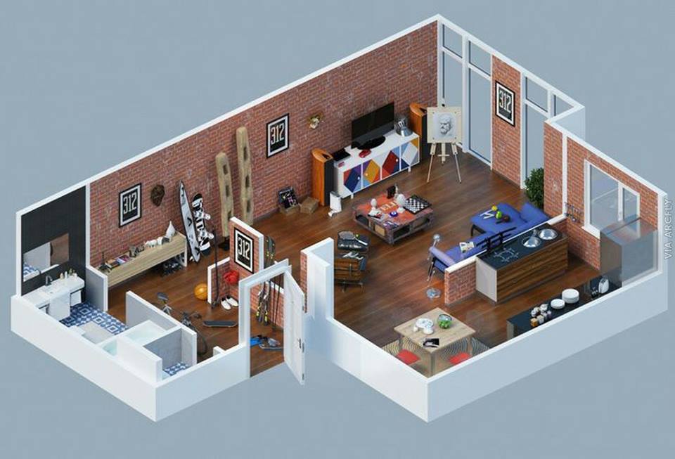 Примеры 3d планов квартир и домов
