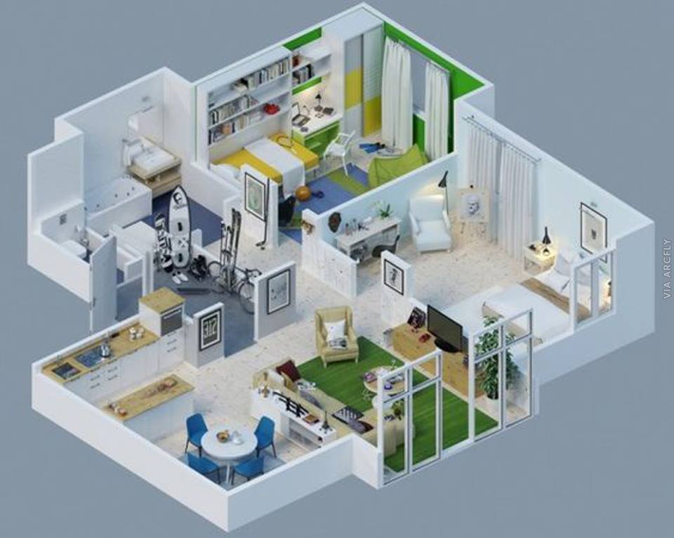 Примеры 3d планов квартир и домов