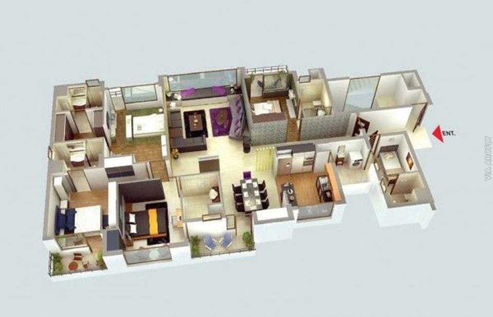Примеры 3d планов квартир и домов