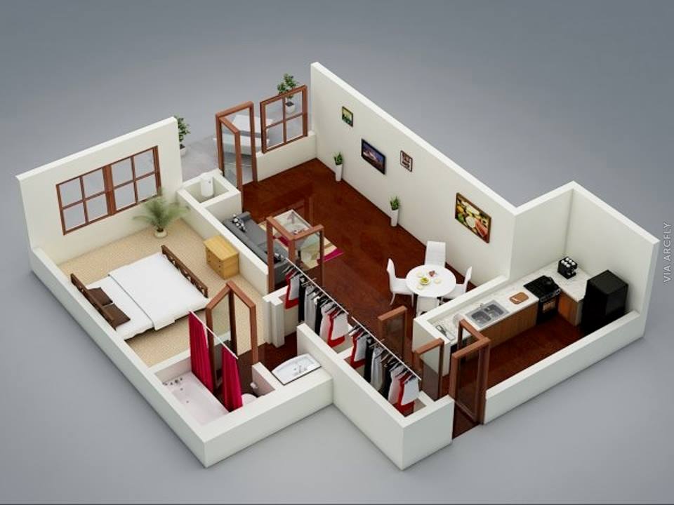 Примеры 3d планов квартир и домов