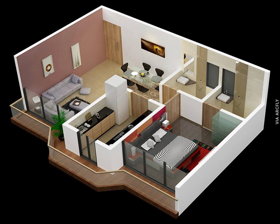 Примеры 3d планов квартир и домов