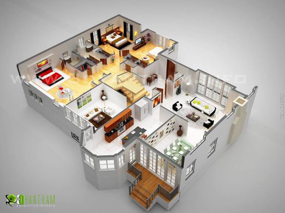 Примеры 3d планов квартир и домов