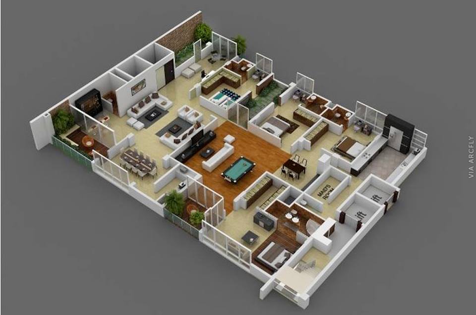 Примеры 3d планов квартир и домов