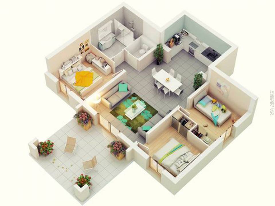 Примеры 3d планов квартир и домов