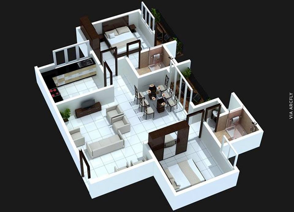Примеры 3d планов квартир и домов