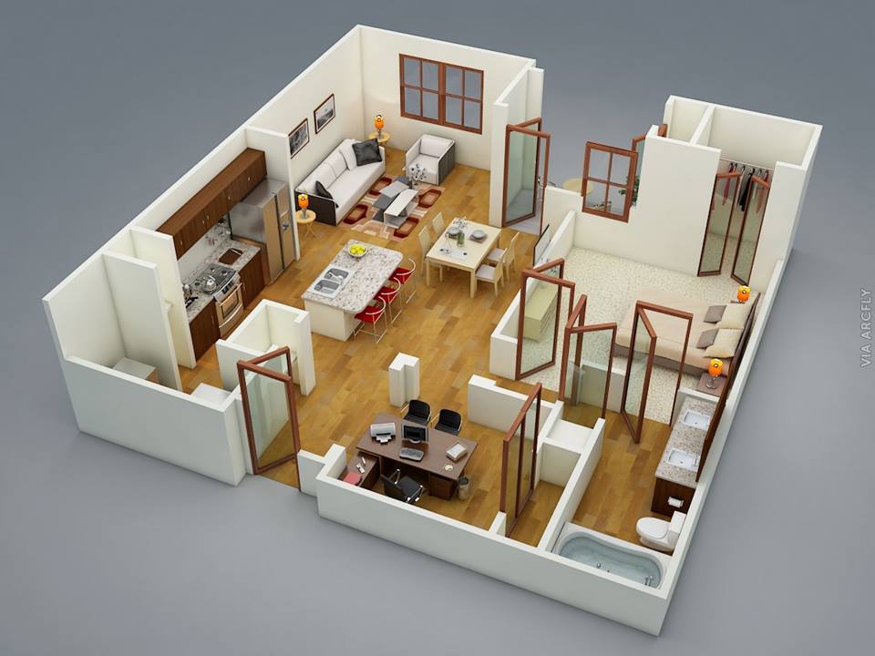 Примеры 3d планов квартир и домов
