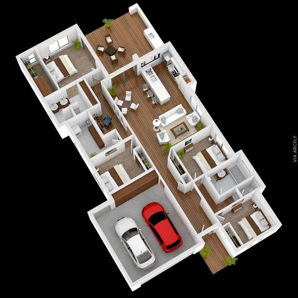 Примеры 3d планов квартир и домов