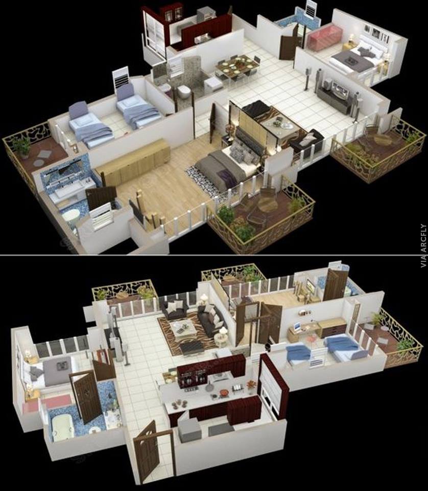 Примеры 3d планов квартир и домов