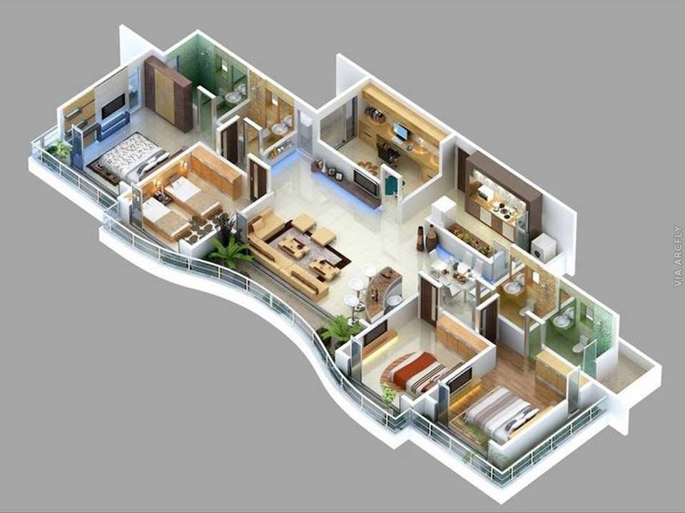 Примеры 3d планов квартир и домов