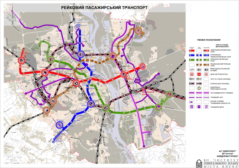 Перспективы развития Киевского метрополитена, Рейковый пассажирский транспорт Киева