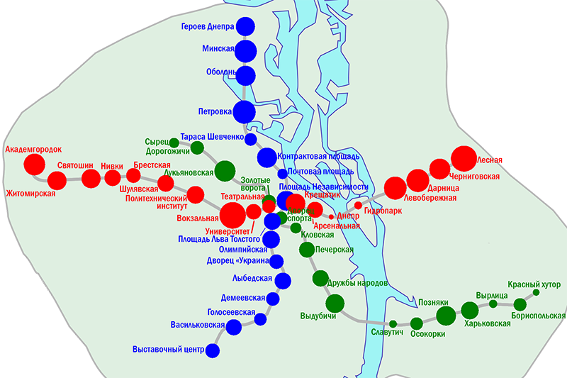 Схема загруженности станций (2011)