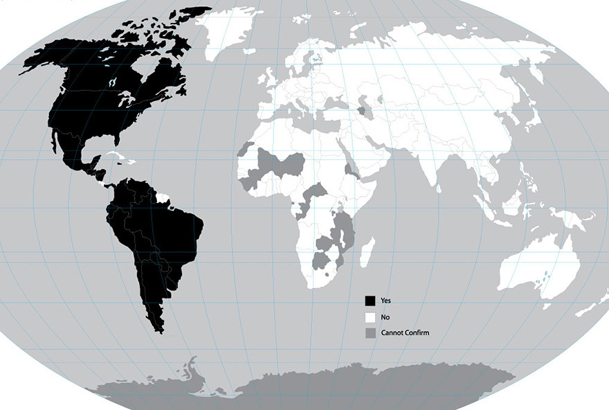 Карта стран, в которых родившийся ребёнок становится гражданином государства