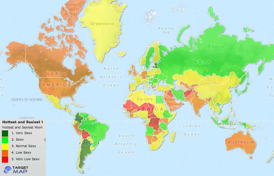 Карта уровня сексуальности женщин в разных странах
