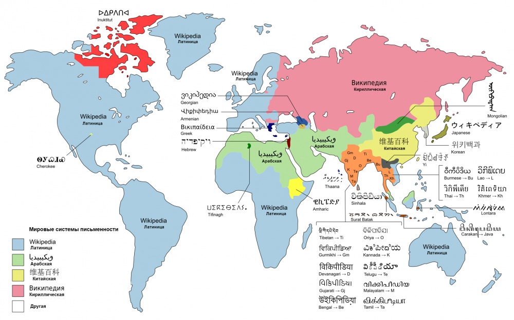 Карта систем письменности