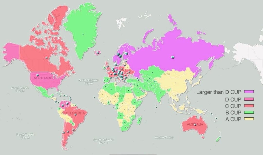 Размеры лифчиков в мире