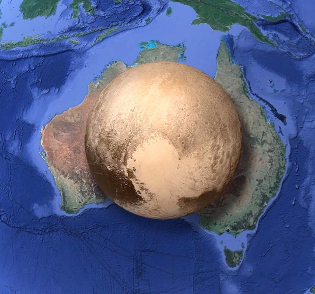 Сравнение размеров Плутона и Австралии