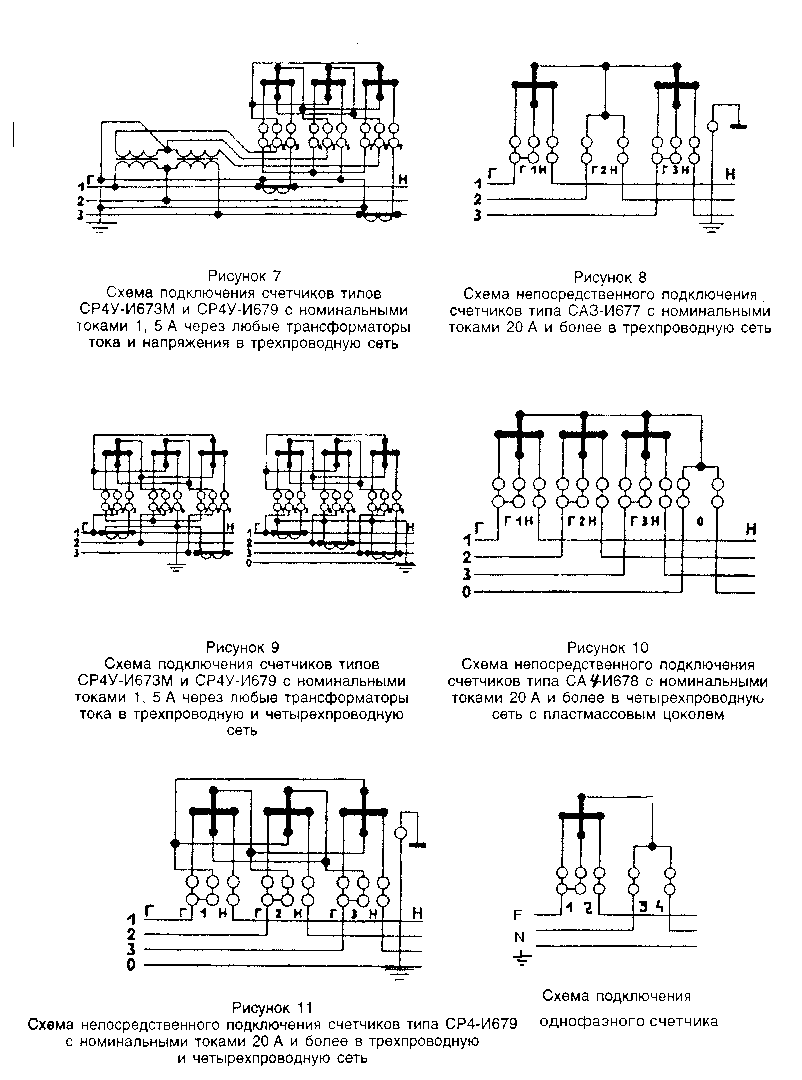 Схемы подключения счетчиков