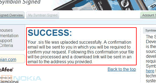 Online подпись программ для Symbian