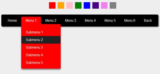 CSS3 multicolor menu