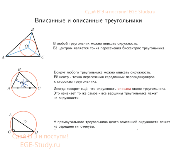 Вписанные и описанные треугольники