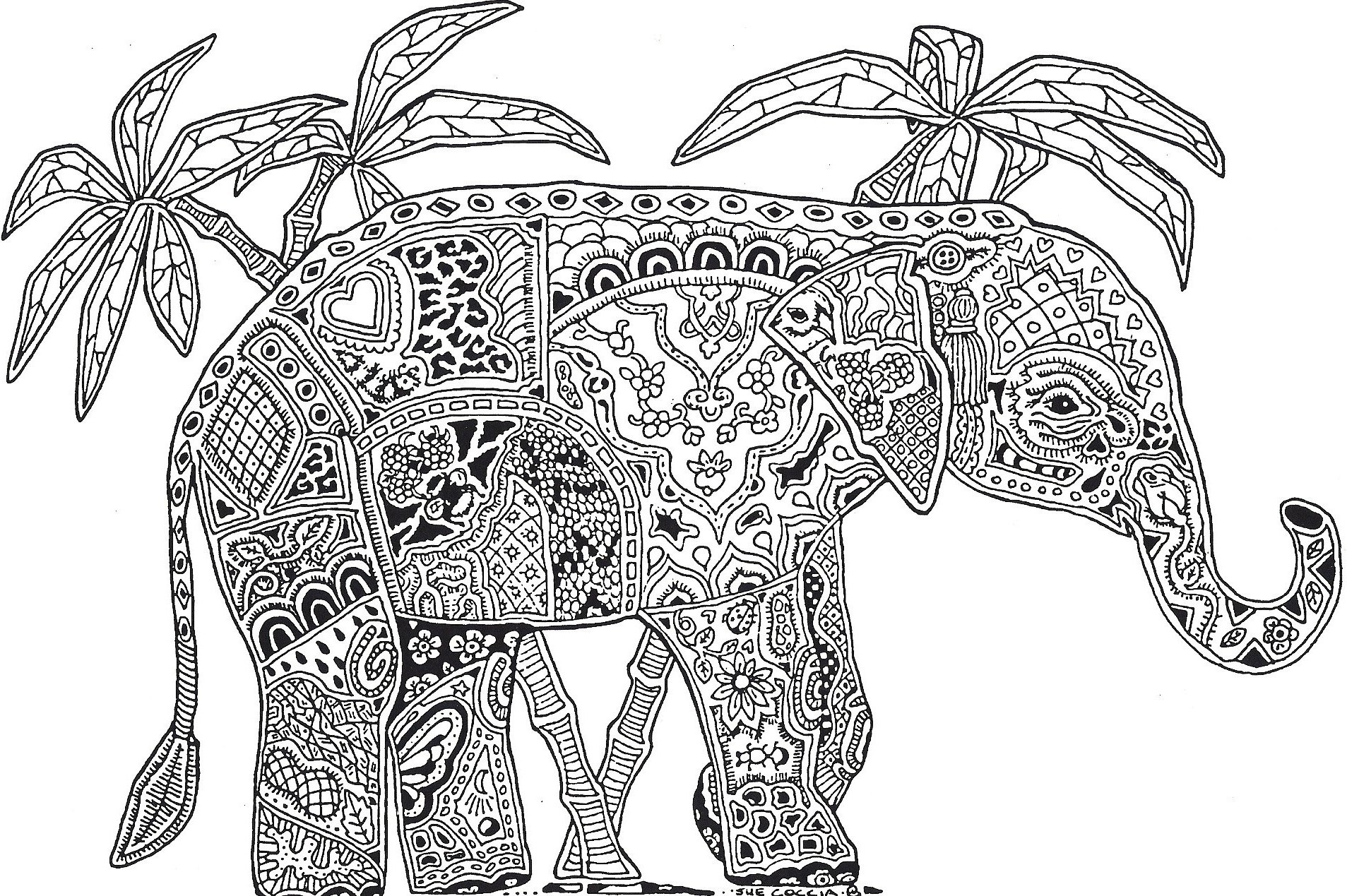 Слон - Раскраски для взрослых