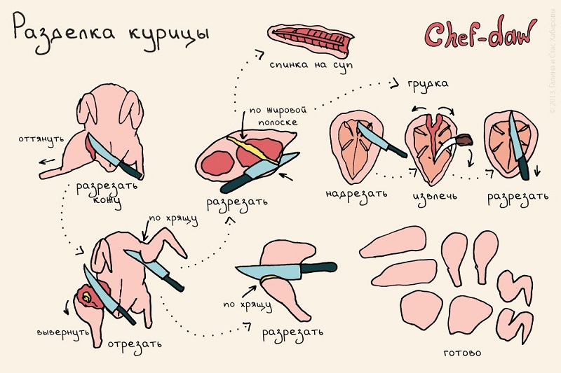 Разделка курицы - Кулинарные советы в картинках