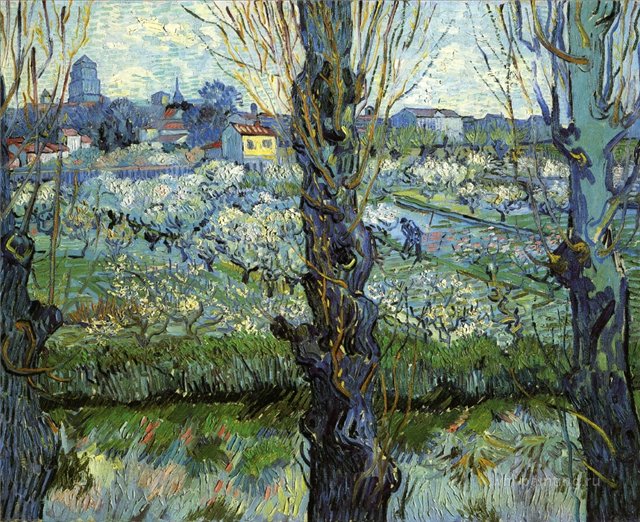 Цветущий сад с тополями - Картины Ван Гога, которые должен знать каждый